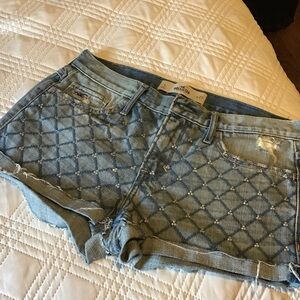 Hollister Blue Distressed Denim Shorts